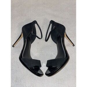 White House Black Market Dress Pumps Women's Size 8 B Black Leather Ankle Strap